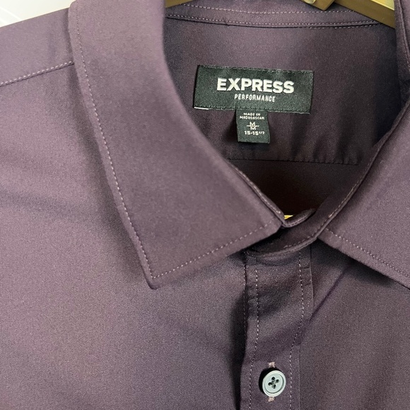 Express Men's Maroon-Plum colored Performance Slim fit Button Up - Medium - Picture 5 of 9